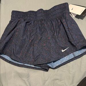 Nike Navy Athletic Shorts with Red Fleck Pattern